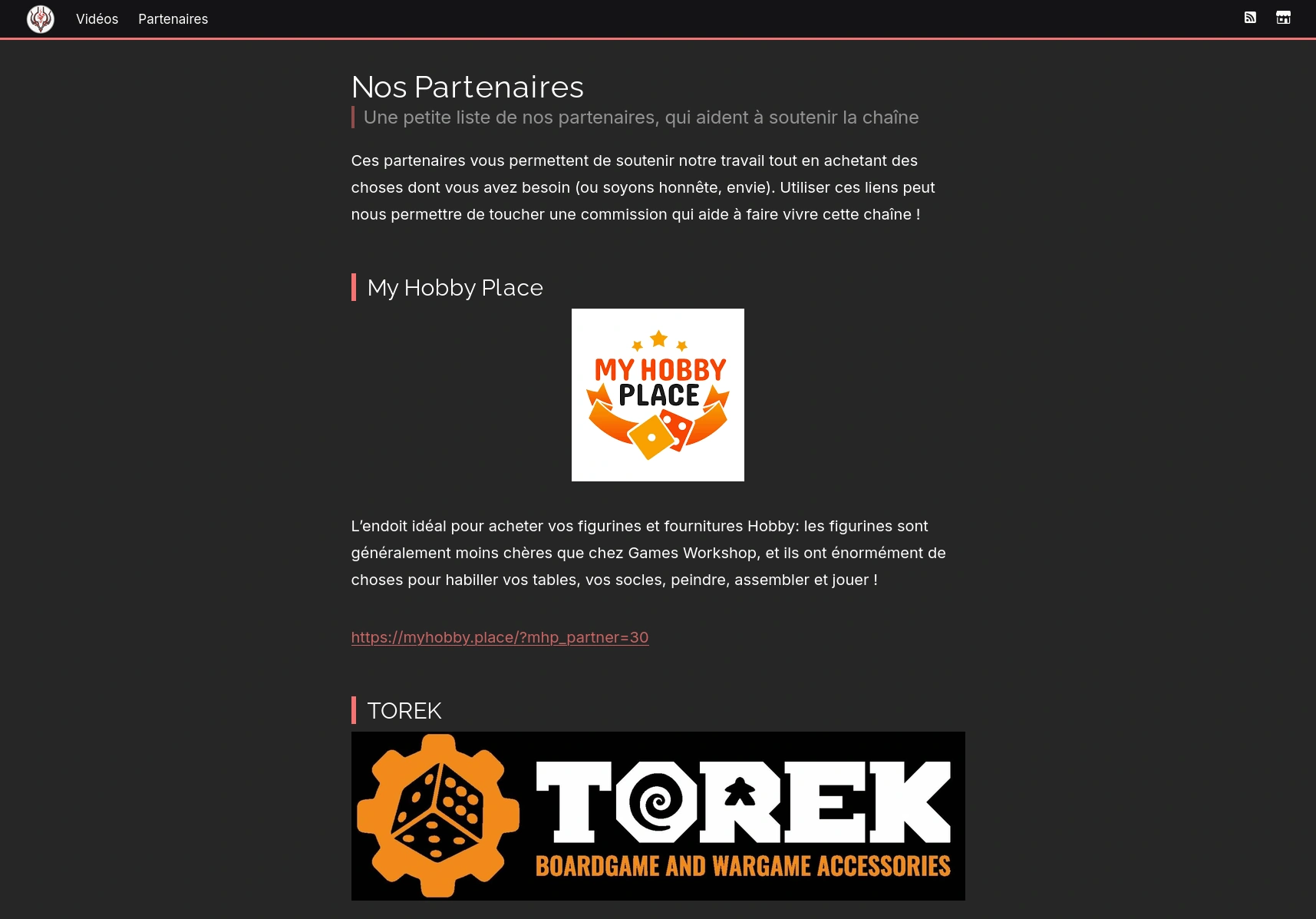 Capie de la page Partenaires du site